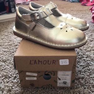 GUC.  L’Amour gold shoes.  Size 12.